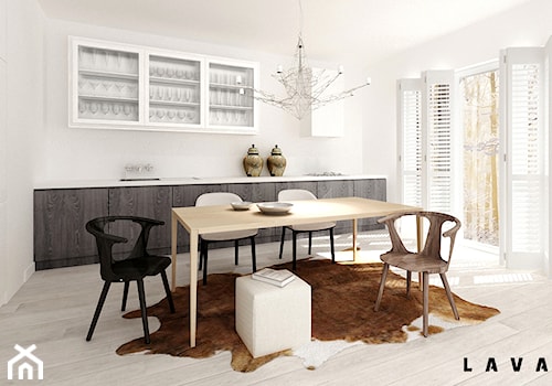 dialogi kuchenne - Średnia biała jadalnia w kuchni, styl vintage - zdjęcie od LAVA Projektowanie Wnętrz
