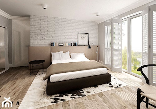 nasycone bielą - Duża biała sypialnia, styl skandynawski - zdjęcie od LAVA Projektowanie Wnętrz