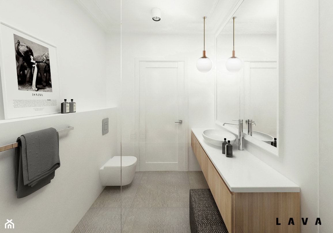 Apartament dla dwojga - Mała z punktowym oświetleniem łazienka, styl nowoczesny - zdjęcie od LAVA Projektowanie Wnętrz - Homebook