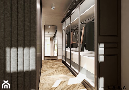eklektyczne powiązania - Średnia zamknięta garderoba przy sypialni, styl nowoczesny - zdjęcie od LAVA Projektowanie Wnętrz