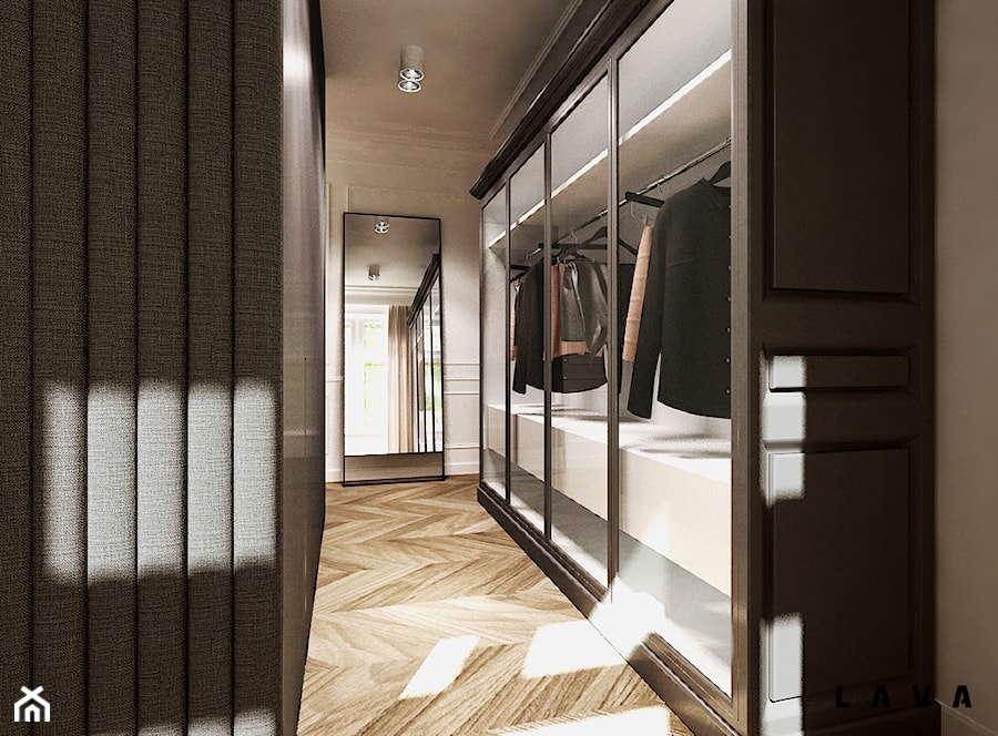 eklektyczne powiązania - Średnia zamknięta garderoba przy sypialni, styl nowoczesny - zdjęcie od LAVA Projektowanie Wnętrz