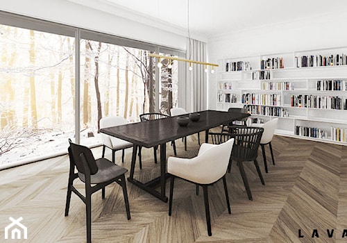 Dom w Wilanowie - Duża biała jadalnia jako osobne pomieszczenie, styl nowoczesny - zdjęcie od LAVA Projektowanie Wnętrz