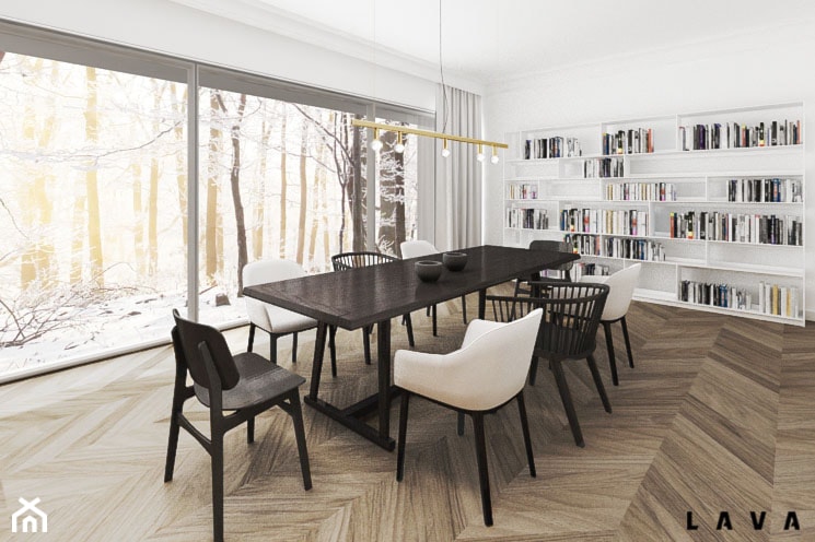 Dom w Wilanowie - Duża biała jadalnia jako osobne pomieszczenie, styl nowoczesny - zdjęcie od LAVA Projektowanie Wnętrz