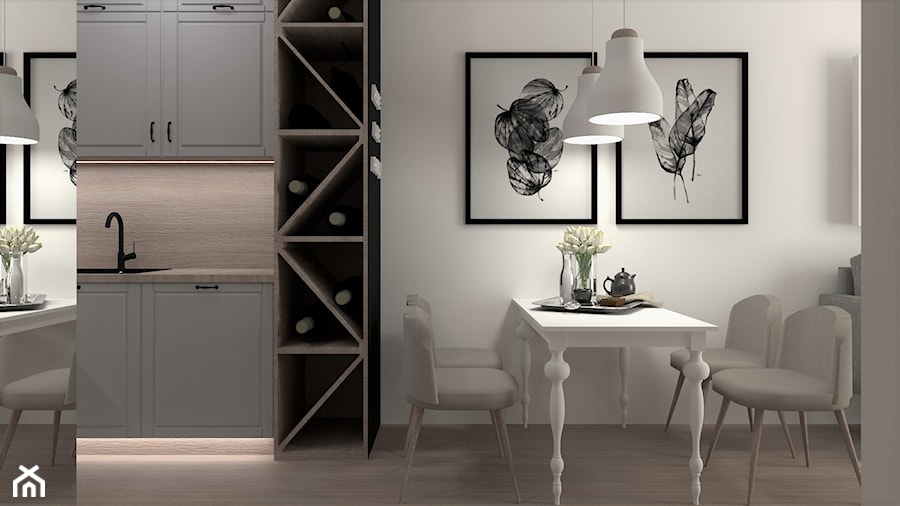 Mieszkanie dla młodego małżeństwa - Średnia otwarta z salonem z nablatowym zlewozmywakiem kuchnia jednorzędowa, styl skandynawski - zdjęcie od Marlena Wójcik interiors