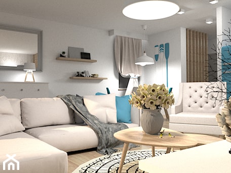 Aranżacje wnętrz - Salon: Morski apartament - Marlena Wójcik interiors. Przeglądaj, dodawaj i zapisuj najlepsze zdjęcia, pomysły i inspiracje designerskie. W bazie mamy już prawie milion fotografii!