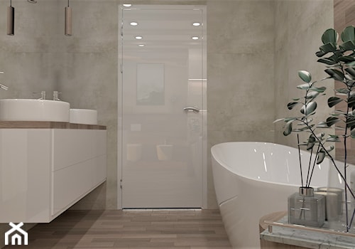 łazienka w skandynawskim wydaniu - Mała bez okna z lustrem z dwoma umywalkami z punktowym oświetleniem łazienka, styl skandynawski - zdjęcie od Marlena Wójcik interiors