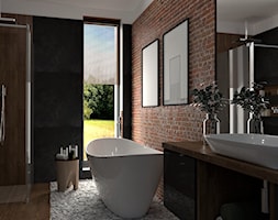 Loftowe SPA - Duża jako pokój kąpielowy z lustrem łazienka z oknem, styl industrialny - zdjęcie od Marlena Wójcik interiors - Homebook