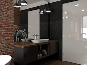 Loftowe SPA - Średnia z lustrem łazienka z oknem, styl industrialny - zdjęcie od Marlena Wójcik interiors
