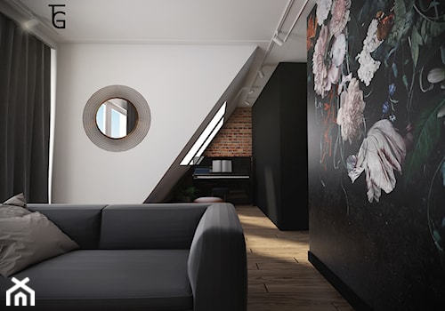 APARTAMENT W WIEDNIU - Biały czarny salon, styl minimalistyczny - zdjęcie od TG WNĘTRZA