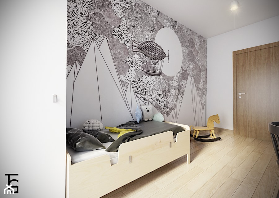 POKÓJ DZIECIĘCY - Średni biały szary pokój dziecka dla dziecka dla chłopca, styl minimalistyczny - zdjęcie od TG WNĘTRZA