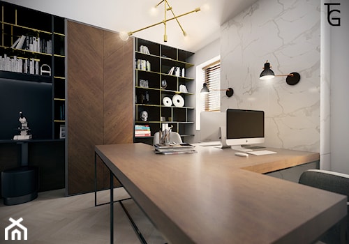 GABINET W DOMU PRYWATNYM - Średnie w osobnym pomieszczeniu białe biuro, styl nowoczesny - zdjęcie od TG WNĘTRZA