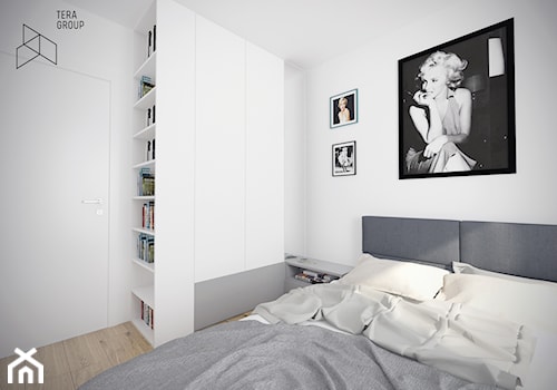 MIESZKANIE KLONOWA - Mała biała sypialnia, styl minimalistyczny - zdjęcie od TG WNĘTRZA