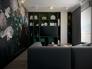 APARTAMENT W WIEDNIU - Średni czarny szary salon, styl minimalistyczny - zdjęcie od TG WNĘTRZA