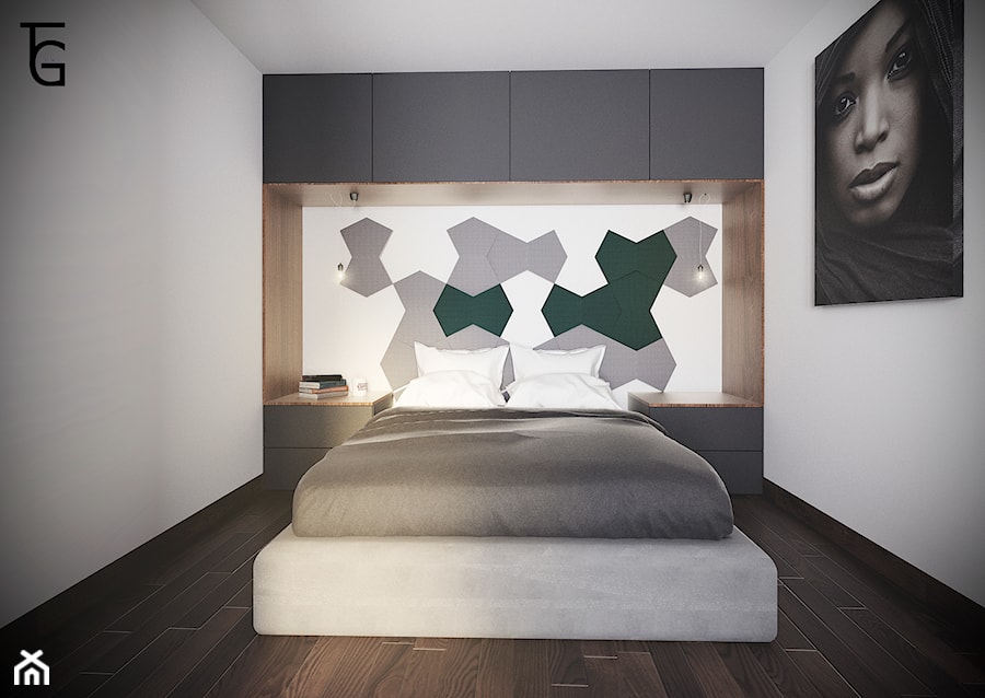 MĘSKIE MIESZKANIE - Średnia biała sypialnia, styl minimalistyczny - zdjęcie od TG WNĘTRZA