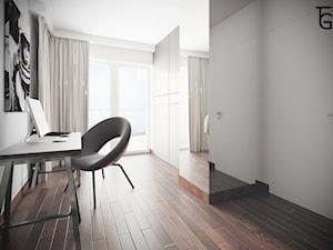MĘSKIE MIESZKANIE - Średnia biała z biurkiem sypialnia, styl minimalistyczny - zdjęcie od TG WNĘTRZA