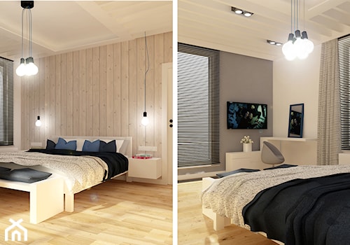 SYPIALNIA NA JELENIOWSKIEJ - Średnia biała szara sypialnia, styl nowoczesny - zdjęcie od TG WNĘTRZA