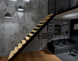 Shades of Black - Średni szary salon z antresolą, styl nowoczesny - zdjęcie od DABROVSKA Architektura Wnętrz - Homebook