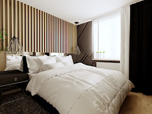 Średnia brązowa z panelami tapicerowanymi sypialnia - zdjęcie od Mariusz Krzysztofik 2