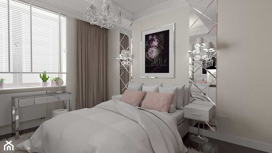 Średnia beżowa biała sypialnia - zdjęcie od Mariusz Krzysztofik 2
