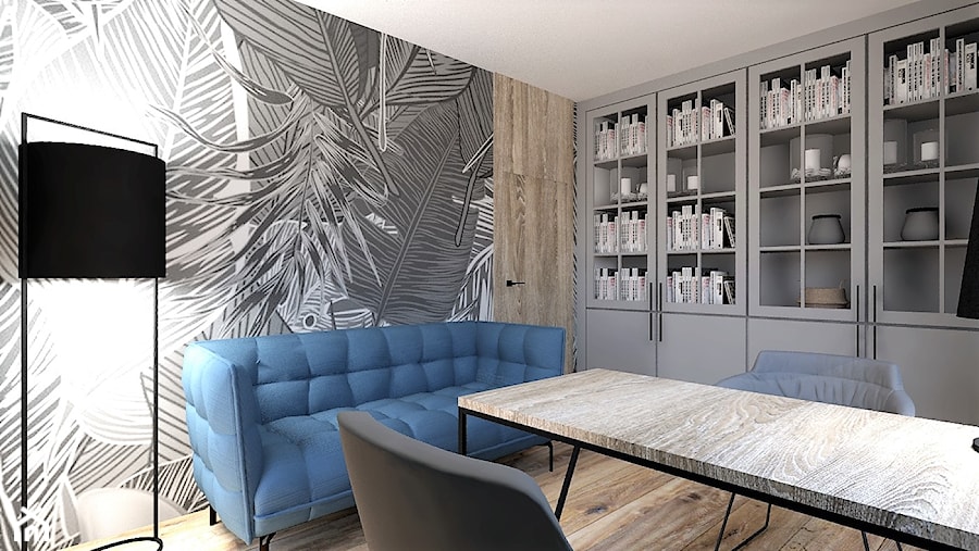 DOMOWE BIURO - Średnie w osobnym pomieszczeniu z sofą szare biuro, styl nowoczesny - zdjęcie od INSIDERS
