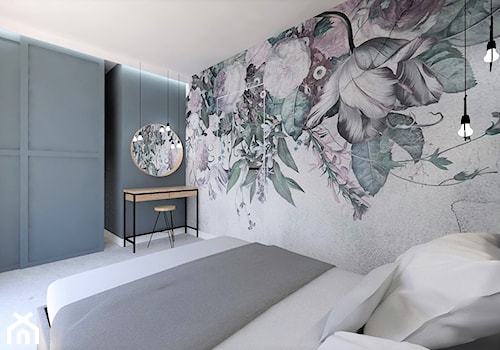 BLIŹNIAK BANINO - Średnia szara z biurkiem sypialnia, styl nowoczesny - zdjęcie od INSIDERS