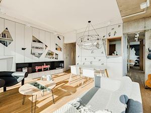 Mieszkanie z widokiem - Średni biały szary salon z jadalnią - zdjęcie od Mili Młodzi Ludzie