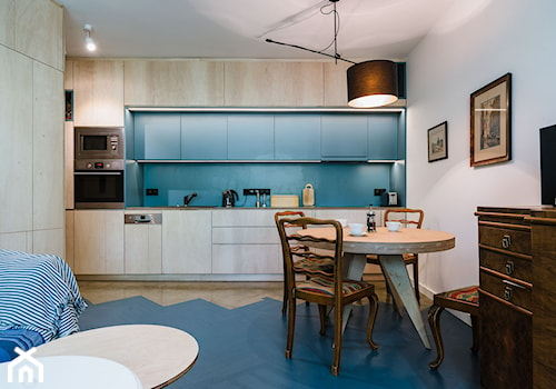 Mieszkanie na Sielcach - Średnia biała jadalnia w salonie w kuchni - zdjęcie od Mili Młodzi Ludzie