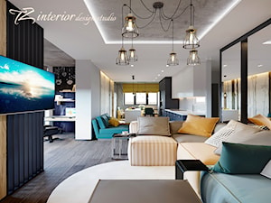 House Interior Design Ideas - Duży czarny szary salon z kuchnią z jadalnią - zdjęcie od tz_interior
