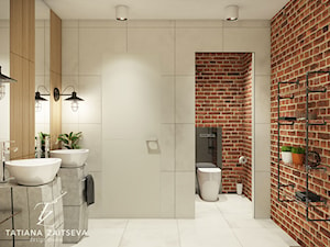 Something from our projects - Średnia bez okna z dwoma umywalkami z punktowym oświetleniem łazienka - zdjęcie od tz_interior