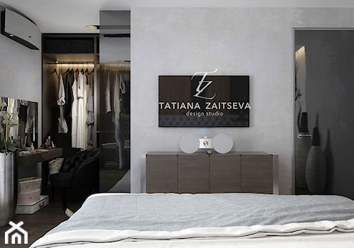 We love what we do - Średnia szara sypialnia z garderobą - zdjęcie od tz_interior