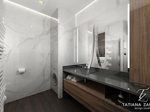 We love what we do - Średnia bez okna z pralką / suszarką z lustrem z punktowym oświetleniem łazienka - zdjęcie od tz_interior