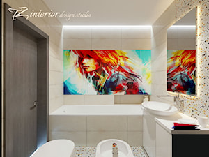 House Interior Design Ideas - Średnia bez okna z lustrem ze szkłem na ścianie łazienka - zdjęcie od tz_interior