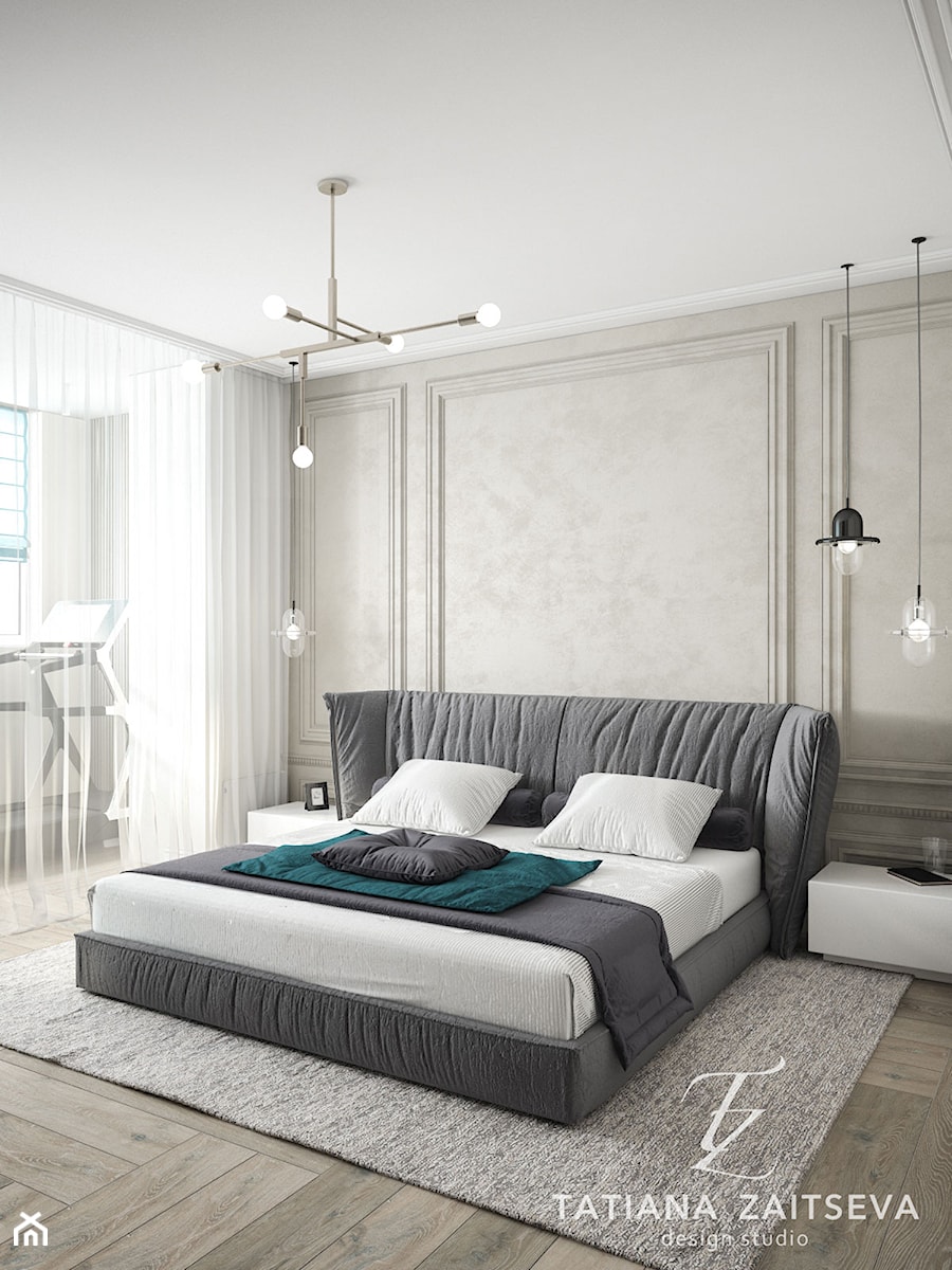 Want to follow the latest interior design trends? - Średnia szara sypialnia - zdjęcie od tz_interior