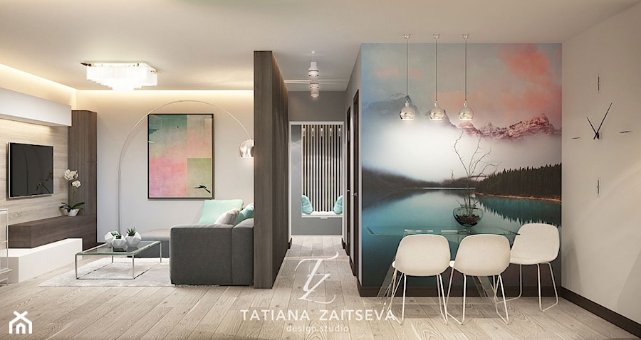 Home, sweet home - Mały szary salon z jadalnią - zdjęcie od tz_interior