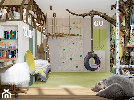 Aranżacje wnętrz - Pokój dziecka: Children room design ideas. - Średni biały szary zielony żółty pokój dziecka dla dziecka dla chłopca - tz_interior. Przeglądaj, dodawaj i zapisuj najlepsze zdjęcia, pomysły i inspiracje designerskie. W bazie mamy już prawie milion fotografii!