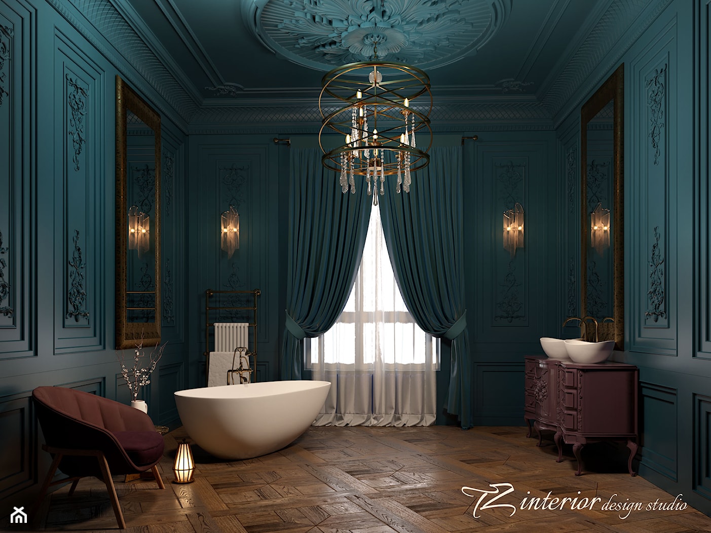 Beautiful bathroom designed by #TZ_interior - Duża jako pokój kąpielowy z lustrem z dwoma umywalkami łazienka z oknem - zdjęcie od tz_interior - Homebook