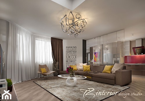 The trend of minimalist home design and decoration seems to never fade away. - Duży szary salon z kuchnią - zdjęcie od tz_interior