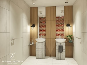 Something from our projects - Średnia bez okna z lustrem z dwoma umywalkami z punktowym oświetleniem łazienka - zdjęcie od tz_interior