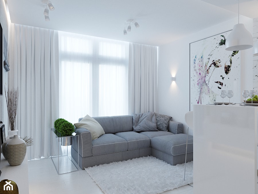 Surprising ways to update your home décor. - Mały biały salon z jadalnią - zdjęcie od tz_interior