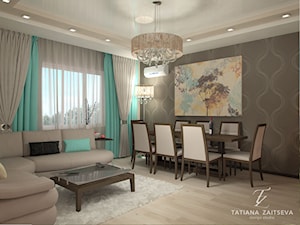 Interior design and visualization from past projects - Średni szary salon z jadalnią - zdjęcie od tz_interior