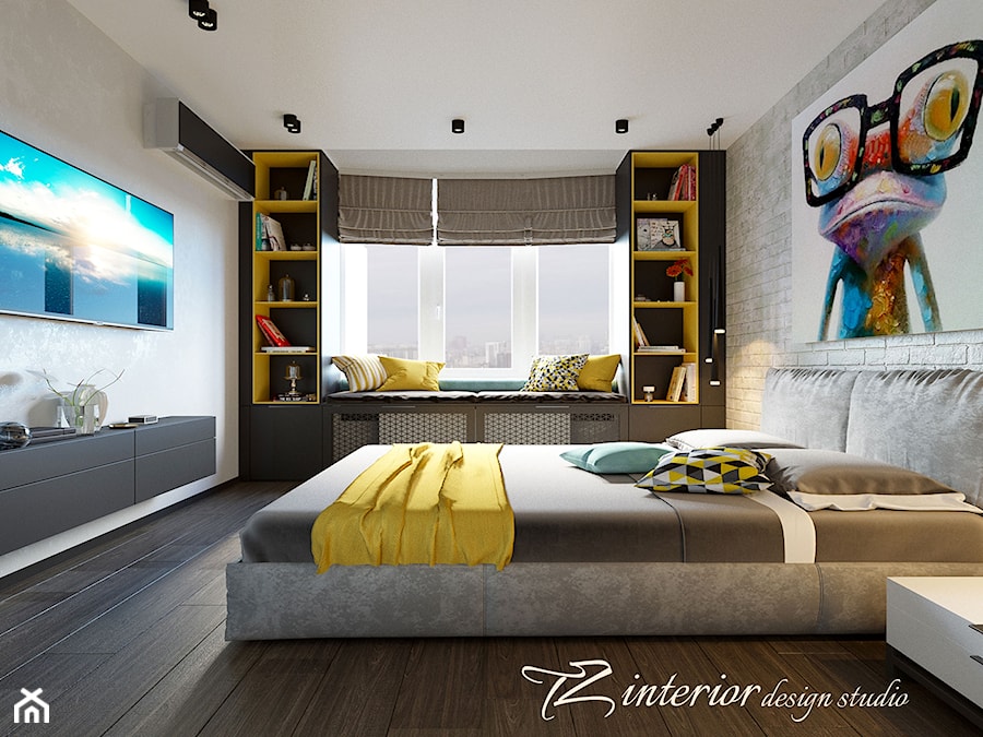 House Interior Design Ideas - Średnia szara sypialnia - zdjęcie od tz_interior