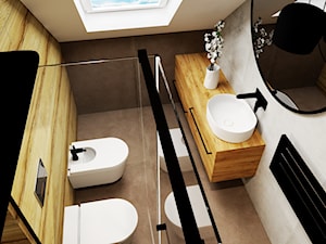 Dom jednorodzinny Stalowa Wola - Średnia na poddaszu z lustrem łazienka z oknem, styl nowoczesny - zdjęcie od ARTE.NIEMCZEWSKA