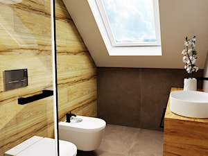Dom jednorodzinny Stalowa Wola - Średnia na poddaszu z lustrem łazienka z oknem, styl nowoczesny - zdjęcie od ARTE.NIEMCZEWSKA