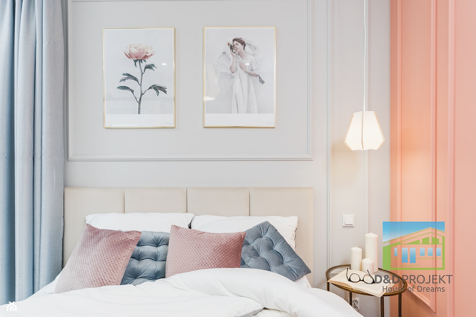 Projekt PasteLove - Mała biała różowa sypialnia, styl nowoczesny - zdjęcie od DD PROJEKT - Homebook