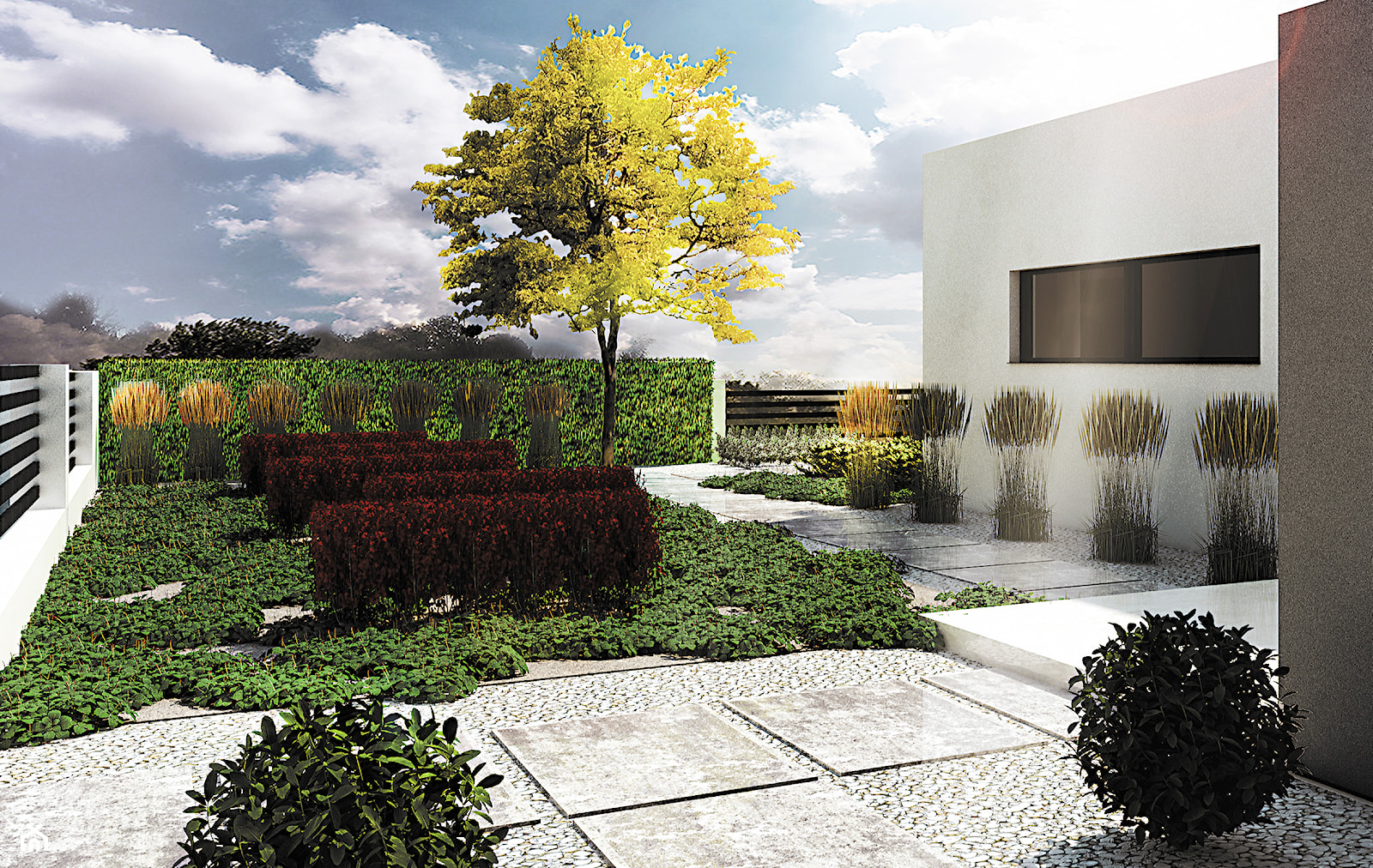 Ogród na dwóch poziomach - Ogród, styl minimalistyczny - zdjęcie od ogrody - Homebook