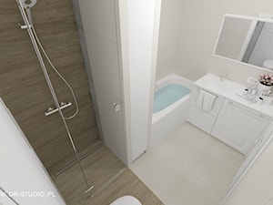 mała łazienka, płytki drewnopodobne - zdjęcie od DR-STUDIO