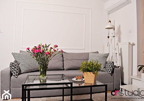 szara sofa, stolik do salonu, projekt salonu - zdjęcie od DR-STUDIO
