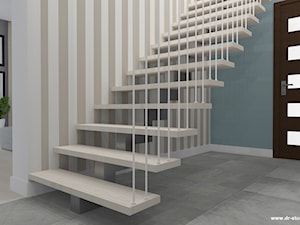 balustrada metalowa, balustrada pręty, balustrada biała, schody przestrzenne - zdjęcie od DR-STUDIO