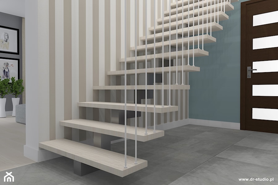 balustrada metalowa, balustrada pręty, balustrada biała, schody przestrzenne - zdjęcie od DR-STUDIO