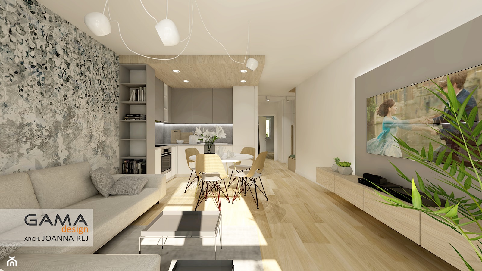 3 pokojowe 57,38 m2 - Salon, styl minimalistyczny - zdjęcie od Gama Design - Homebook